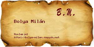 Bolya Milán névjegykártya